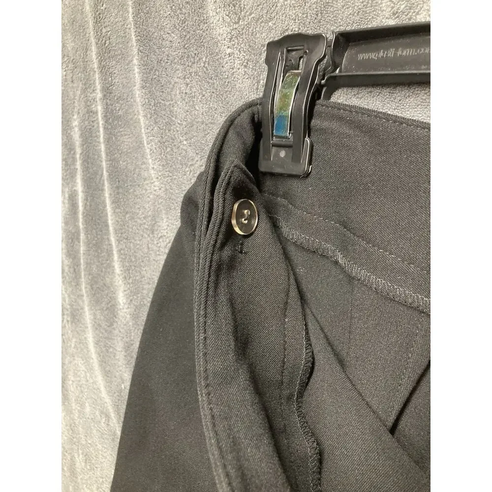 Y2K Briggs New York Wrap Skirt Black Buckle Twill Knee Length Dark Academia Sz 8